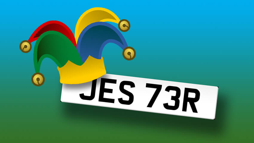 April Fools Day number plate JES 73R