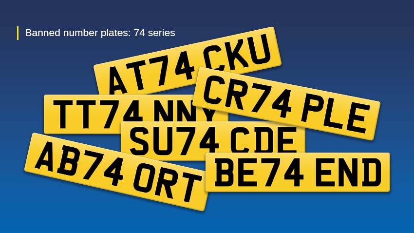 Banned 74 number plates