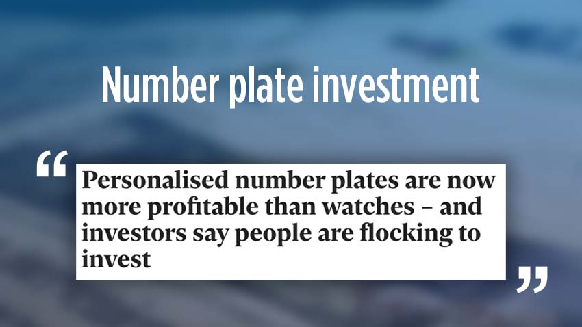 Number plate investment headline