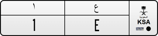 Saudi Arabia registration 1 E