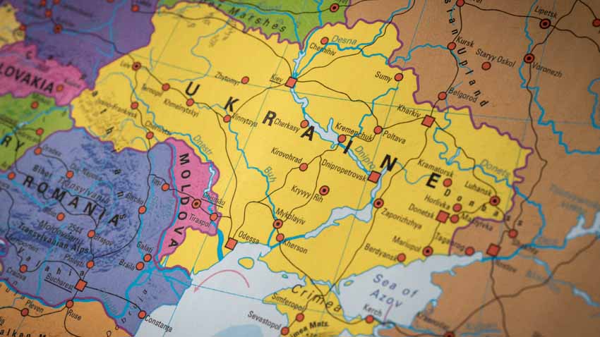 Map of Ukraine and the borders