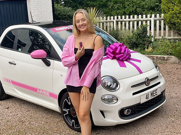 Aimée Baverstock with her cherished number plate 41 MEE