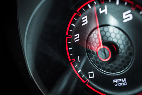 The rev dial in a car