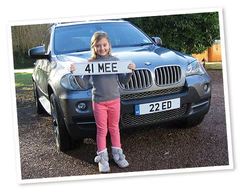 Aimée with her cherished number plate