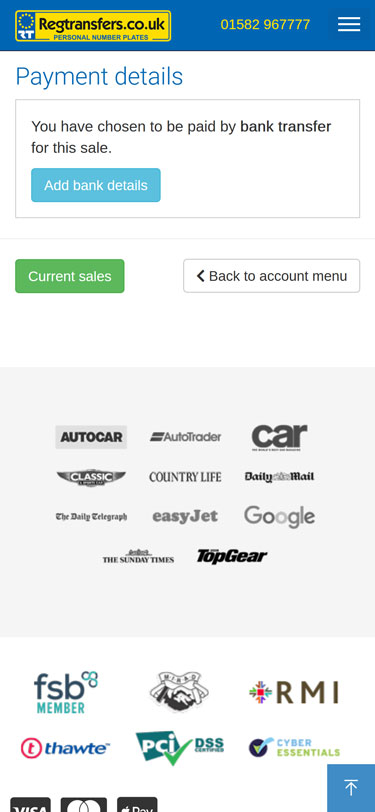 Payment details section on the Sale details page (mobile view)