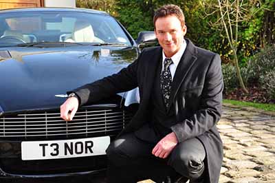 One of the UK's most well loved singers, Russell Watson poses with his T3 NOR personalised car registration