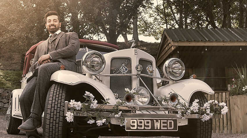 Ash Patel with dateless registration 999 WED in the old-style black and white metal plates