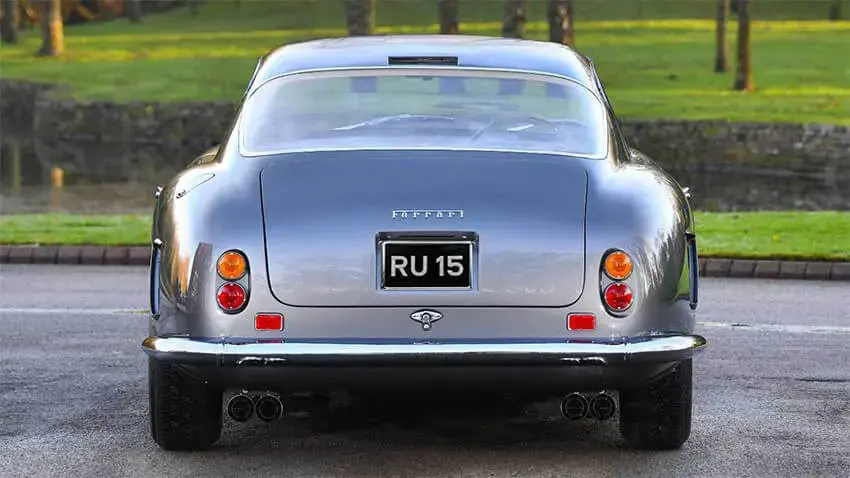 Rear view of a Ferrari 250 GT Berlinetta SWB bearing registration RU 15