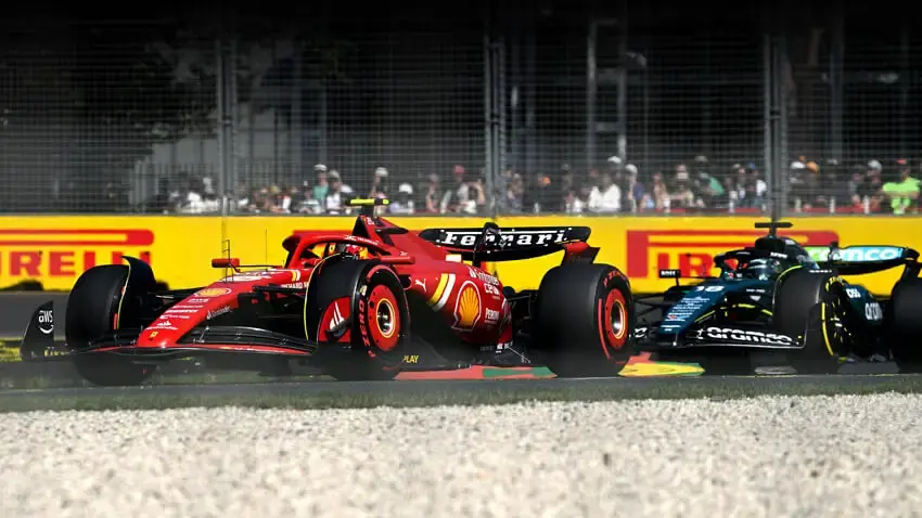 Charles Leclerc and Lance Stroll racing in the Australian Grand Prix