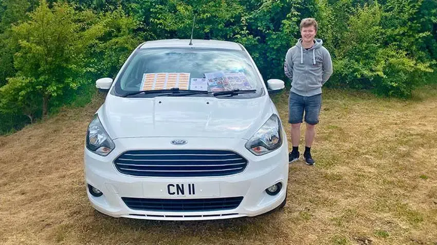 Mark Evans with his registration CN 11